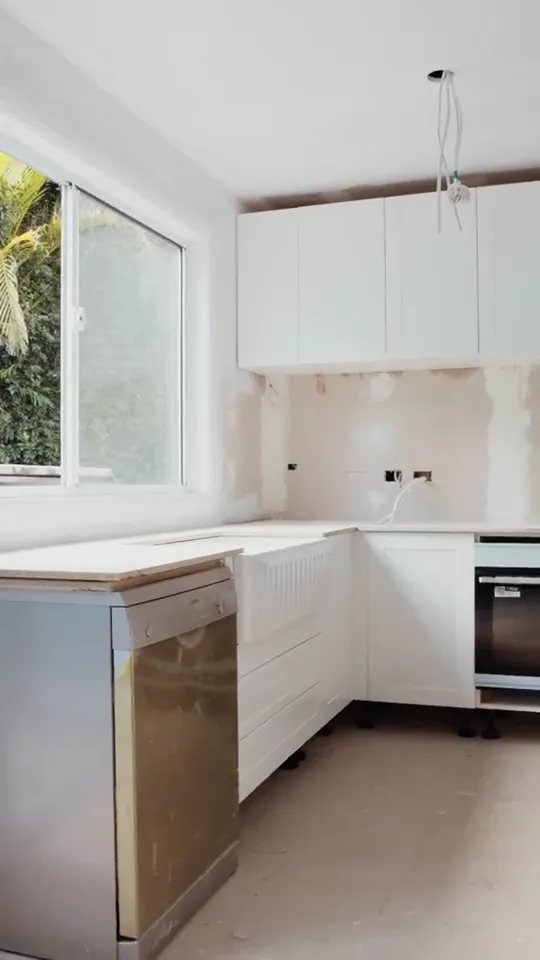 The renovated kitchen with nobody in frame