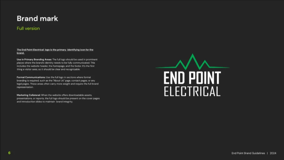 End Point Electrical brand mark, full version