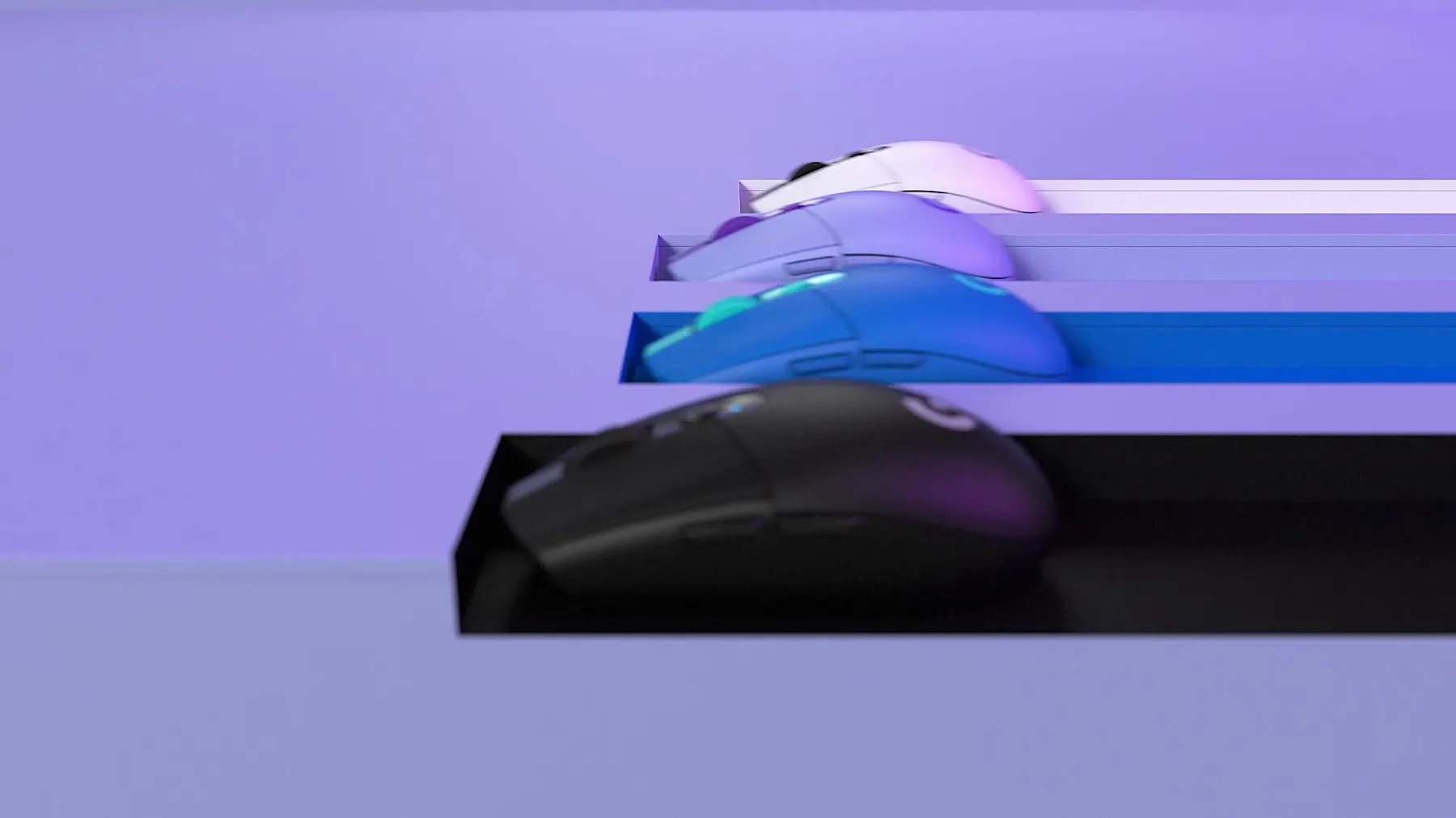 Logitech G mice in colour-matched slots
