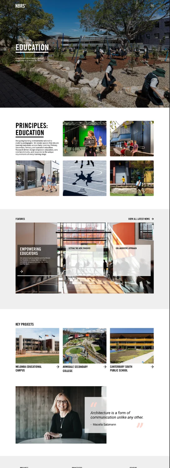 NBRS education sector page design