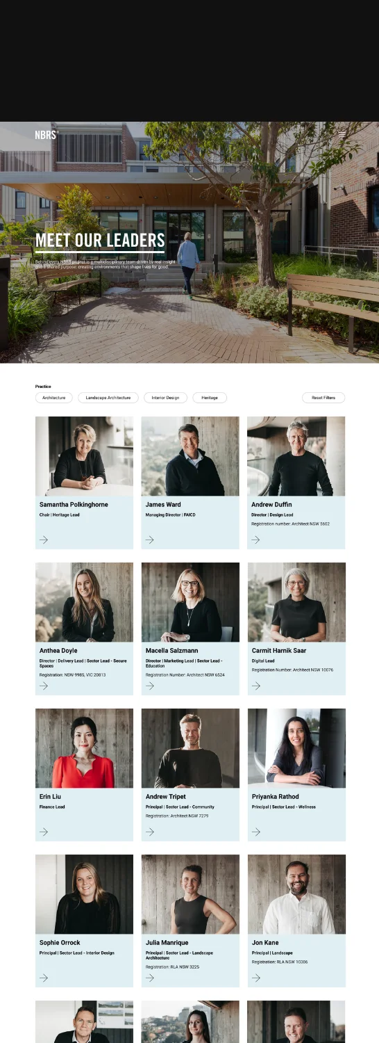 NBRS leadership team page design